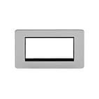 Soho Lighting Brushed Chrome Flat Plate Double Data Plate 4 Modules Blk Ins Screwless
