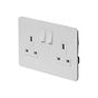 The Eldon Collection White Metal Flat Plate 2 Gang Socket Double Pole 13A