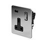 The Finsbury Collection Polished Chrome Flat Plate 1 Gang 13A DP Socket with USB-A 2.1A