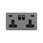 Soho Lighting Black Nickel Flat Plate 13A 2 Gang DP USB Switched Socket (USB Output 4.8amp) Blk Ins Screwless