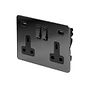The Connaught Collection Black Nickel Flat Plate 2 Gang 13A DP Socket with 2 x USB-A 4.8A