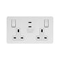 Soho Lighting White Metal Flat Plate 2 Gang 65W USB C+C Socket (13A Socket + 2 USB C Ports) 