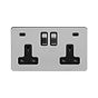 Soho Lighting Brushed Chrome Flat Plate 2 Gang USB C+C Socket (13A Socket + 2 USB C 4.8A Ports) 