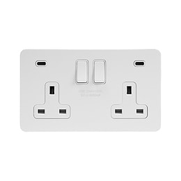 White Metal 2 Gang USB C Socket