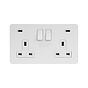 Soho Lighting White Metal Flat Plate 2 Gang USB C+C Socket (13A Socket + 2 USB C 4.8A Ports)