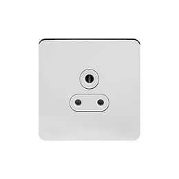 Soho Lighting Polished Chrome Flat Plate 5 Amp Unswitched Socket Wht Ins Screwless