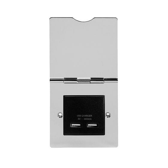 The Finsbury Collection Polished Chrome USB Charger Floor Socket 1 Gang Blk Ins