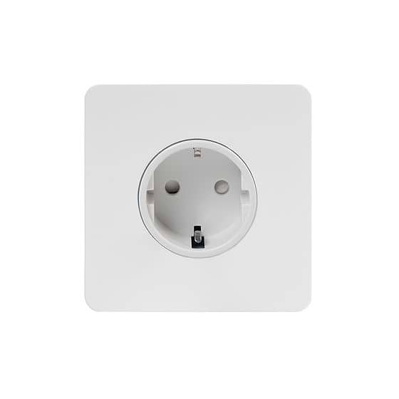 The Eldon Collection White Metal Flat Plate 16A 1 Gang Euro Schuko Socket Wht Ins Screwless