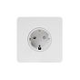 The Eldon Collection White Metal Flat Plate 16A 1 Gang Euro Schuko Socket Wht Ins Screwless