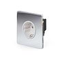 The Finsbury Collection Polished Chrome Flat Plate 16A 1 Gang Euro Schuko Socket Wht Ins Screwless