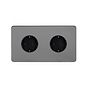 The Connaught Collection Black Nickel Flat Plate 16A 2 Gang Euro Schuko Socket Blk Ins Screwless