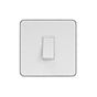 Soho Lighting White Metal Plate with Chrome Edge 45A 1 Gang Double Pole Switch, Single Plate  Wht Ins Screwless