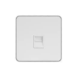 Soho Lighting White Metal Plate with Chrome Edge 1 Gang Telephone Master Socket,BT Wht Ins Screwless