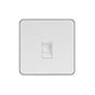 Soho Lighting White Metal Plate with Chrome Edge 1 Gang Data Socket RJ45 Ethernet Cat5/Cat6 Wht Ins Screwless