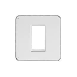 Soho Lighting White Metal Plate with Chrome Edge Single Data Plate 1 Module Screwless