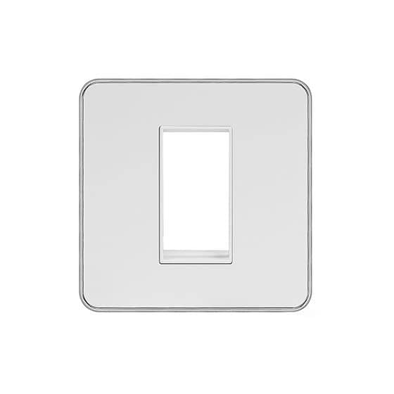 Soho Lighting White Metal Plate with Chrome Edge Single Data Plate 1 Module Screwless