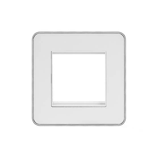 Soho Lighting White Metal Plate with Chrome Edge Single Data Plate 2 Module Screwless