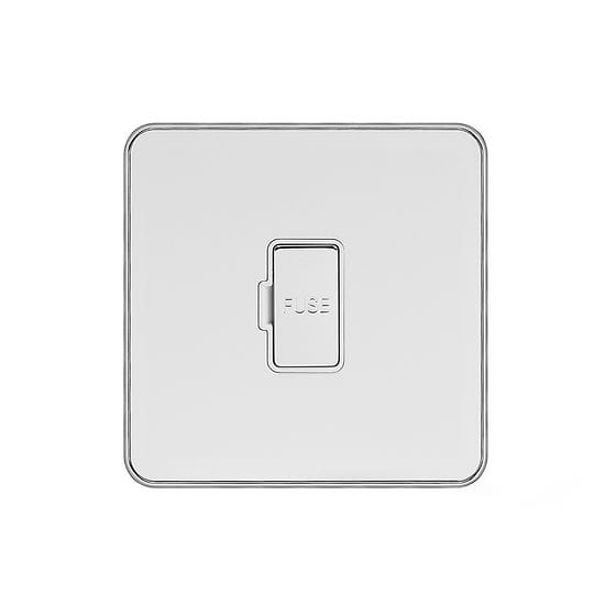 Soho Lighting White & Polished Chrome With Chrome Edge 13A Unswitched Fused Connection Unit (FCU) White Inserts Screwless