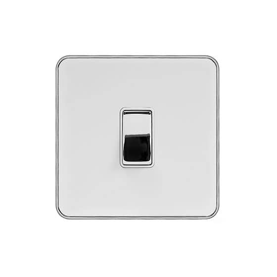 Soho Lighting White & Polished Chrome With Chrome Edge 10A 1 Gang 2 Way Switch White Inserts Screwless