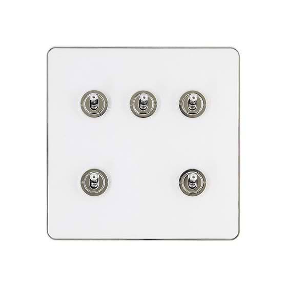 Soho Lighting Lighting White Metal & Polished Chrome With Chrome Edge 5 Gang Dimming Toggle Switch