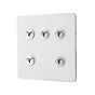 Soho Lighting Lighting White Metal & Polished Chrome With Chrome Edge 5 Gang Dimming Toggle Switch