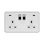 White Metal and Chrome 2 Gang USB C Socket
