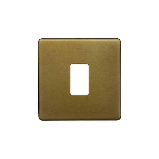 The Belgravia Collection Old Brass 1 Gang RM Rectangular Module Grid Switch Plate