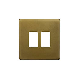 The Belgravia Collection Old Brass 2 Gang RM Rectangular Module Grid Switch Plate