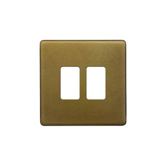 The Belgravia Collection Old Brass 2 Gang RM Rectangular Module Grid Switch Plate
