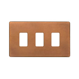 The Chiswick Collection Antique Copper 3 Gang RM Rectangular Module Grid Switch Plate