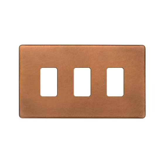 The Chiswick Collection Antique Copper 3 Gang RM Rectangular Module Grid Switch Plate
