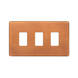 The Chiswick Collection Antique Copper 3 Gang RM Rectangular Module Grid Switch Plate