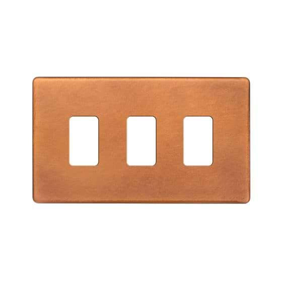 The Chiswick Collection Antique Copper 3 Gang RM Rectangular Module Grid Switch Plate
