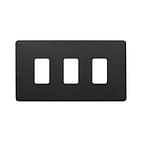 The Camden Collection Matt Black 3 Gang RM Rectangular Module Grid Switch Plate