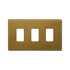 The Belgravia Collection Old Brass 3 Gang RM Rectangular Module Grid Switch Plate