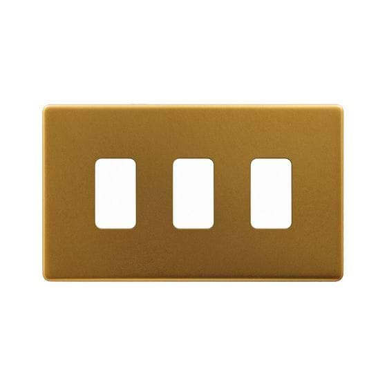 Soho Lighting Antique Gold 3 Gang RM Rectangular Module Grid Switch Plate
