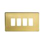 The Savoy Collection Brushed Brass 4 Gang RM Rectangular Module Grid Switch Plate