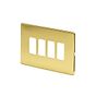 The Savoy Collection Brushed Brass 4 Gang RM Rectangular Module Grid Switch Plate