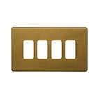 The Belgravia Collection Old Brass 4 Gang RM Rectangular Module Grid Switch Plate