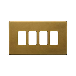 The Belgravia Collection Old Brass 4 Gang RM Rectangular Module Grid Switch Plate