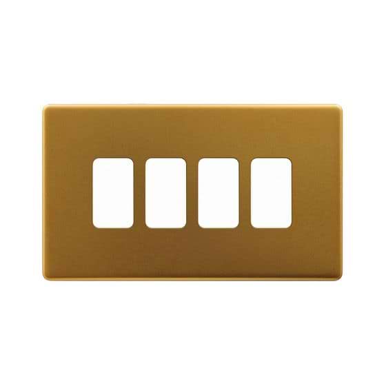 Soho Lighting Antique Gold 4 Gang RM Rectangular Module Grid Switch Plate