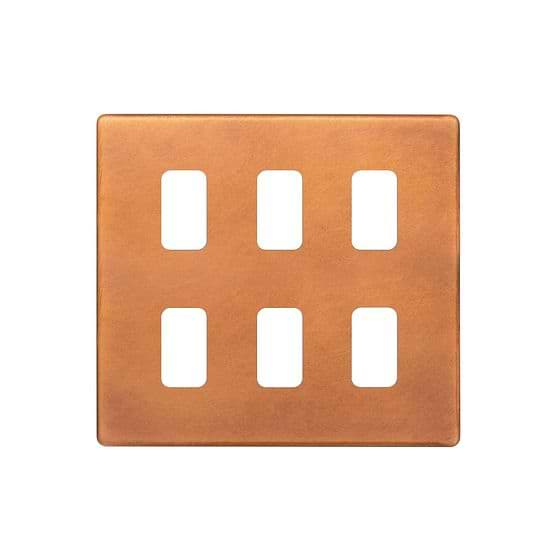 The Chiswick Collection Antique Copper 6 Gang RM Rectangular Module Grid Switch Plate