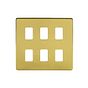 The Savoy Collection Brushed Brass 6 Gang RM Rectangular Module Grid Switch Plate