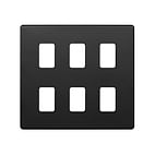 The Camden Collection Matt Black 6 Gang RM Rectangular Module Grid Switch Plate