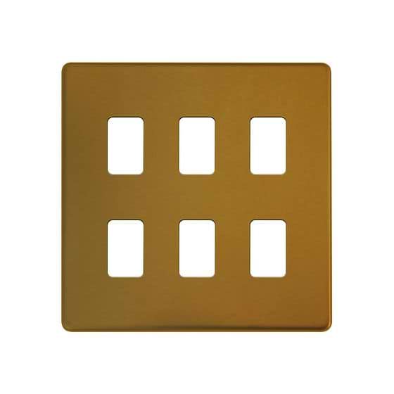 Soho Lighting Antique Gold 6 Gang RM Rectangular Module Grid Switch Plate