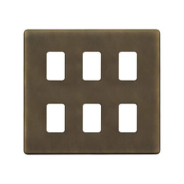 The Westminster Collection Vintage Brass 6 Gang RM Rectangular Module Grid Switch Plate