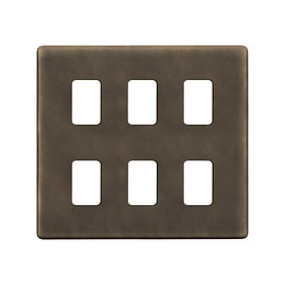 Vintage Brass 6 Gang Grid Plate
