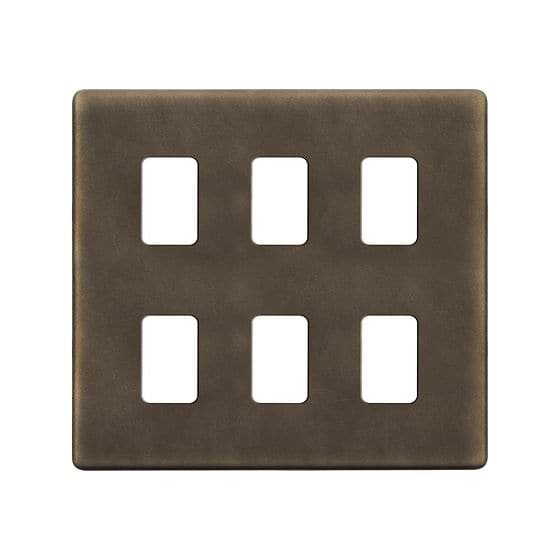 The Westminster Collection Vintage Brass 6 Gang RM Rectangular Module Grid Switch Plate