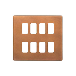 The Chiswick Collection Antique Copper 8 Gang RM Rectangular Module Grid Switch Plate