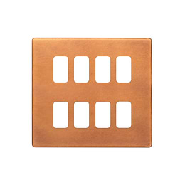 The Chiswick Collection Antique Copper 8 Gang RM Rectangular Module Grid Switch Plate